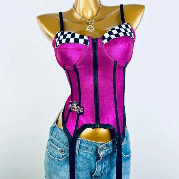Vintage 90s pink metallic bustier corset top - Picture 3 of 8